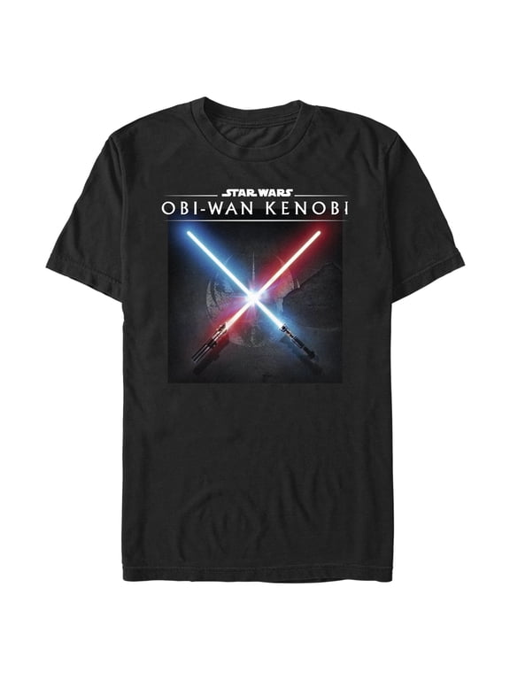 Men's Star Wars: Obi-Wan Kenobi Lightsaber Dark Side vs Jedi Clash Graphic Tee Black Large