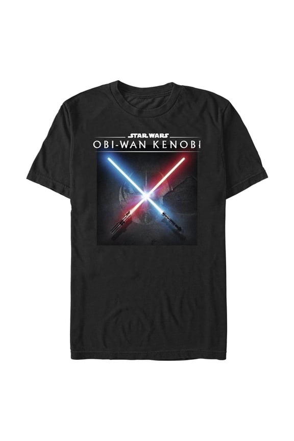 Men's Star Wars: Obi-Wan Kenobi Lightsaber Dark Side vs Jedi Clash  Graphic Tee Black Large