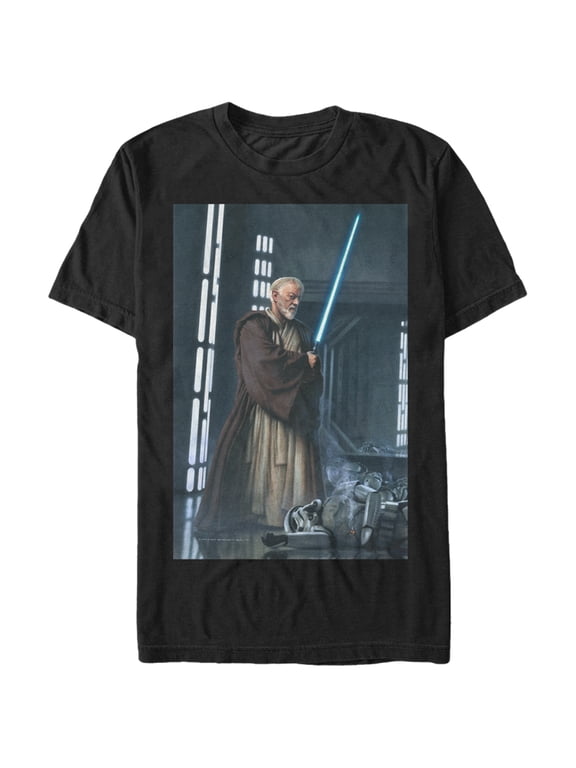 Men's Star Wars Obi-Wan Kenobi Lightsaber Graphic Tee Black Large