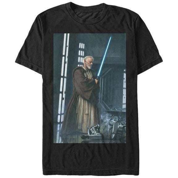 Men's Star Wars Obi-Wan Kenobi Lightsaber  Graphic Tee Black Medium
