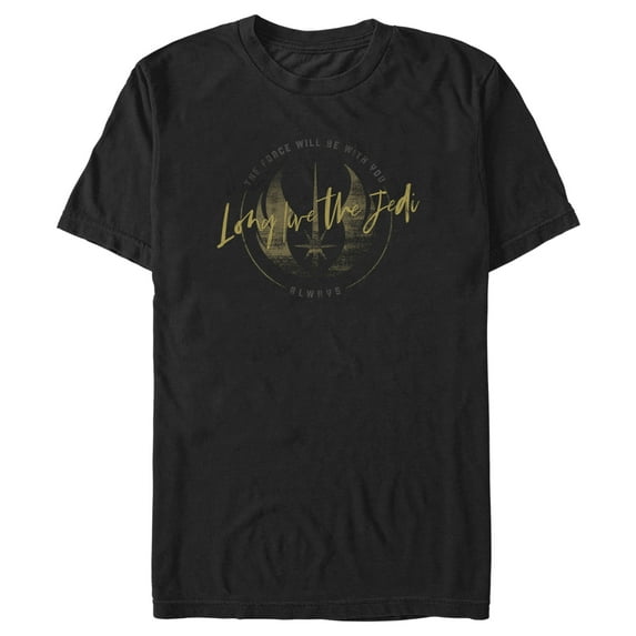 Men's Star Wars: Obi-Wan Kenobi Long Live the Jedi Vintage Crest Graphic Tee Black Medium