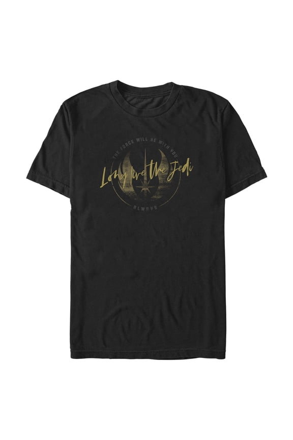 Men's Star Wars: Obi-Wan Kenobi Long Live the Jedi Vintage Crest Graphic Tee Black X Large