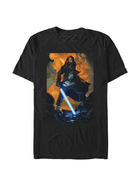 Men's Star Wars: Obi-Wan Kenobi Painted Obi-Wan Graphic Tee Black / Painted Medium