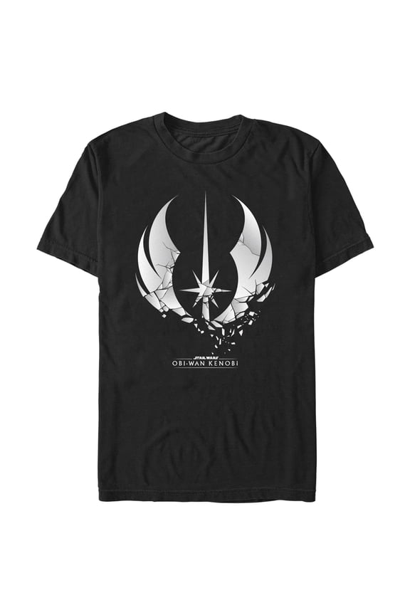 Men's Star Wars: Obi-Wan Kenobi Shattered Jedi Knight Emblem Graphic Tee Black Large