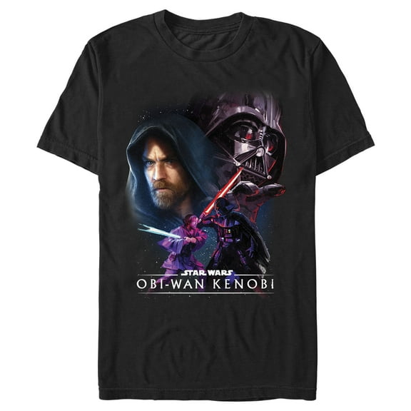 Men's Star Wars: Obi-Wan Kenobi Vader and Kenobi Face Off Movie Poster  Graphic Tee Black / Face Off 2X Large