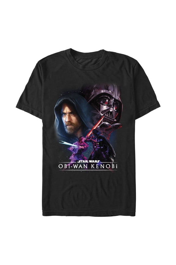 Men's Star Wars: Obi-Wan Kenobi Vader and Kenobi Face Off Movie Poster Graphic Tee Black / Face Off X Large