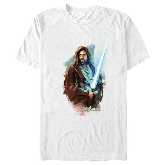 Men's Star Wars: Obi-Wan Kenobi Watercolor Obi-Wan Graphic Tee White / Water Color Large
