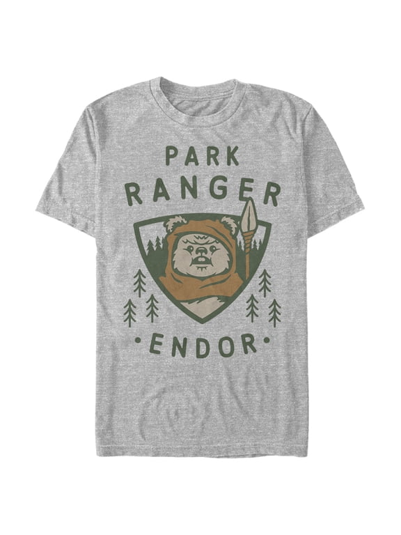 Men's Star Wars Park Ranger Endor Ewok Badge Graphic Tee Athletic Heather 2X Large
