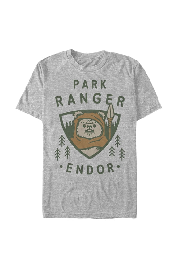 Men's Star Wars Park Ranger Endor Ewok Badge Graphic Tee Athletic Heather 3X Large