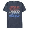 thumbnail image 1 of Men's Star Wars Patriotic Vintage Millennium Falcon  Graphic Tee Navy Blue Heather Medium, 1 of 4