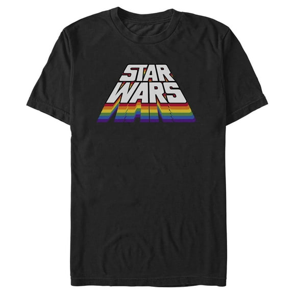 Men's Star Wars Perspective Rainbow Logo Graphic Tee Black 2X Large