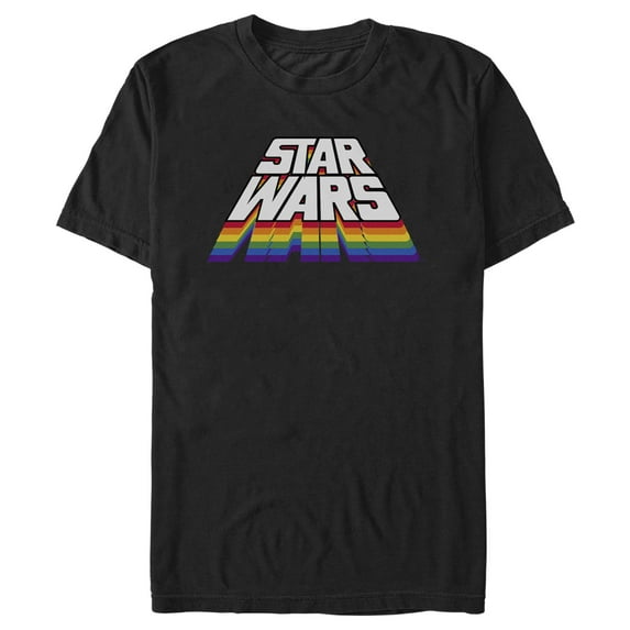 Men's Star Wars Perspective Rainbow Logo Graphic Tee Black Small