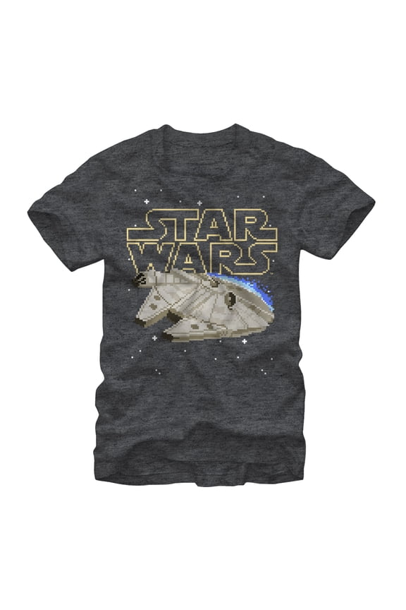 Men's Star Wars Pixel Millennium Falcon  Graphic Tee Charcoal Heather 2X Large