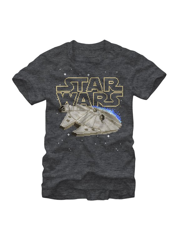 Men's Star Wars Pixel Millennium Falcon Graphic Tee Charcoal Heather Medium