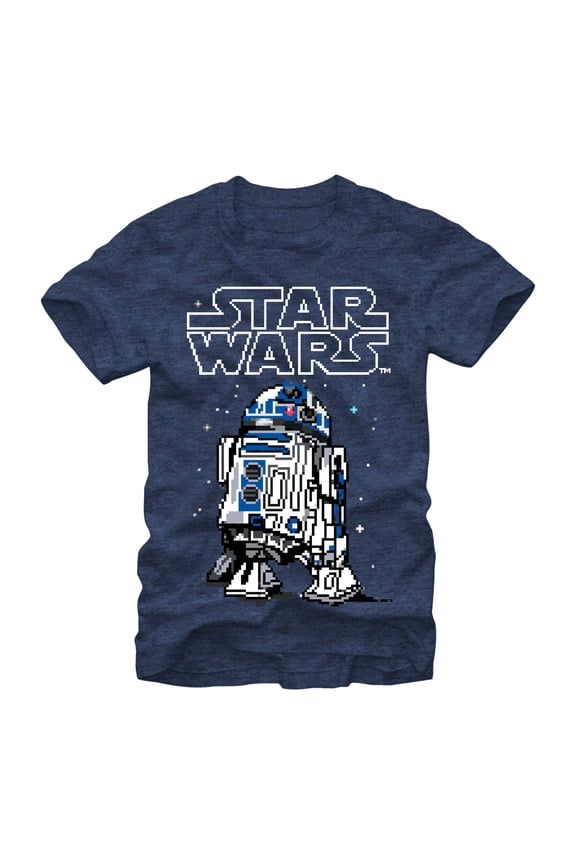 Men's Star Wars Pixel R2-D2  Graphic Tee Navy Blue Heather Small