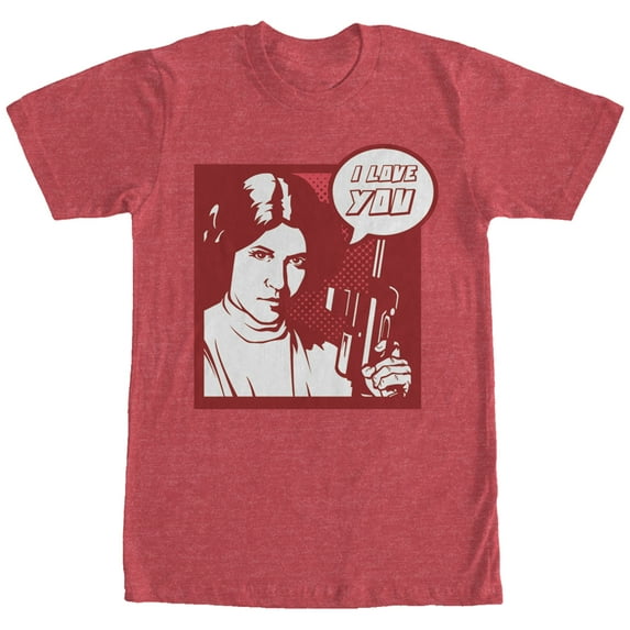 Men's Star Wars Pop Art Princess Leia I Love You Graphic Tee Red Heather Medium