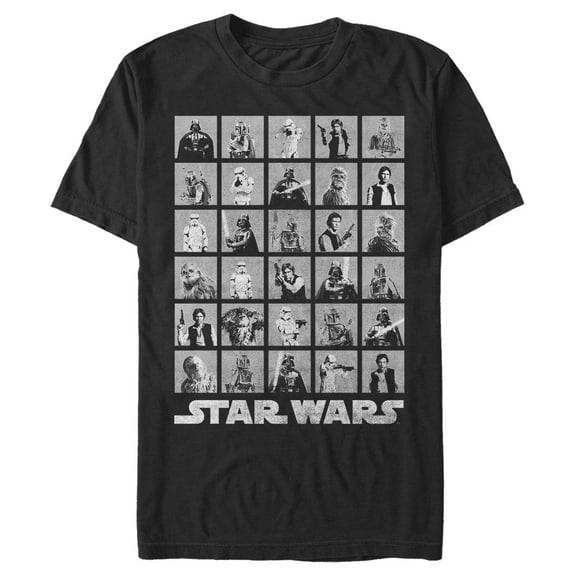 Men's Star Wars Poster Character Grid Graphic Tee Black 3X Large
