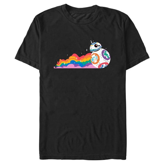 Men's Star Wars Pride Rainbow BB-8 Graphic Tee Black Large