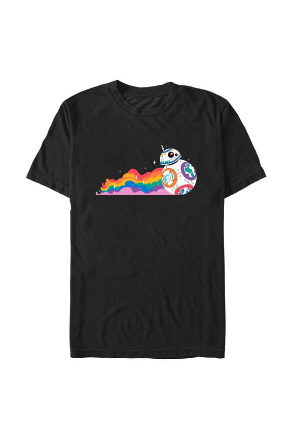 Men's Star Wars Pride Rainbow BB-8 Graphic Tee Black X Large