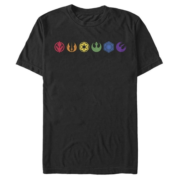 Men's Star Wars Pride Rainbow Crests Graphic Tee Black 3X Large