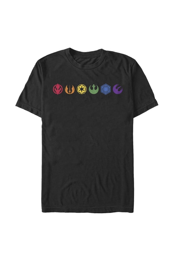 Men's Star Wars Pride Rainbow Crests Graphic Tee Black Large