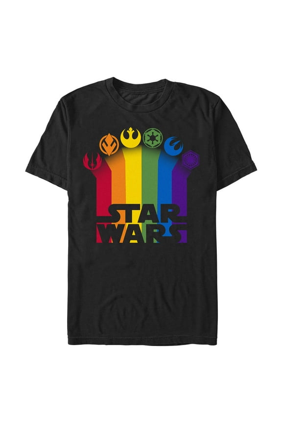 Men's Star Wars Pride Rainbow Crests Logo  Graphic Tee Black X Large