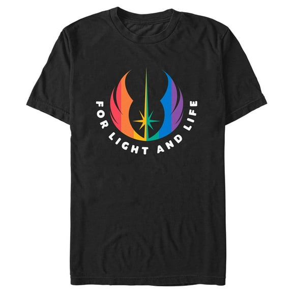 Men's Star Wars Pride Rainbow Jedi Order Symbol For Light and Life Graphic Tee Black Large