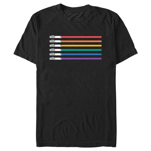 Men's Star Wars Pride Rainbow Lightsabers  Graphic Tee Black Large