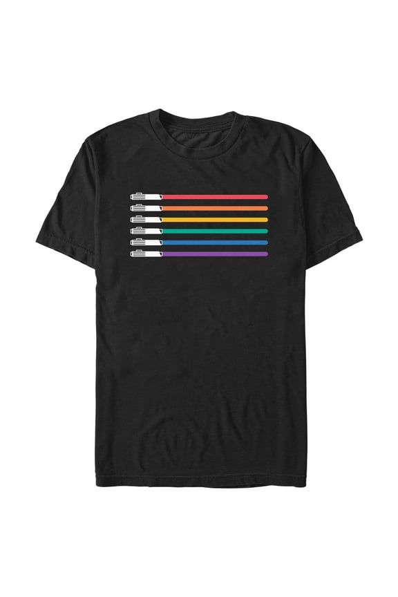 Men's Star Wars Pride Rainbow Lightsabers Graphic Tee Black Medium