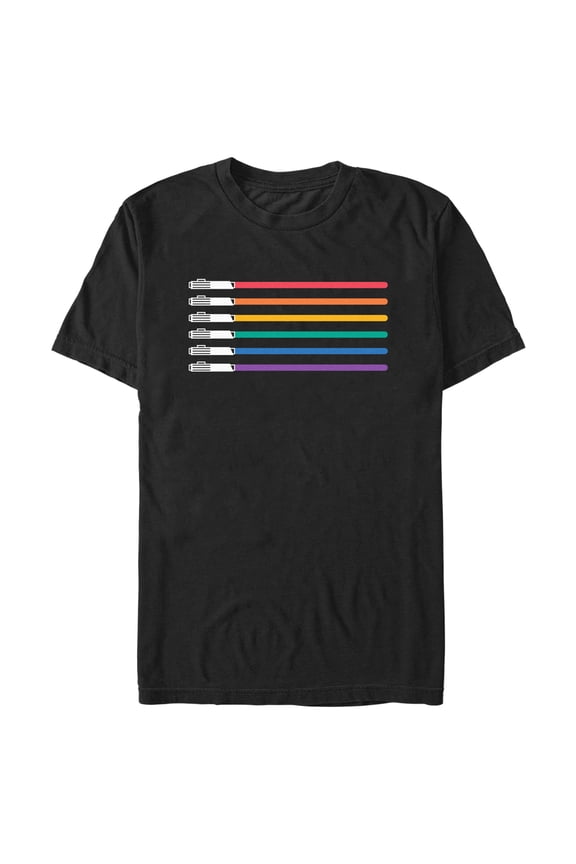 Men's Star Wars Pride Rainbow Lightsabers Graphic Tee Black X Large