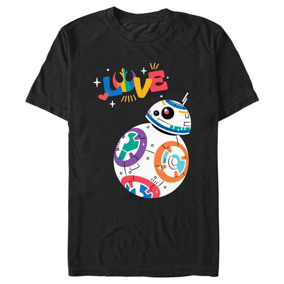 Men's Star Wars Pride Rainbow Love BB-8  Graphic Tee Black 2X Large