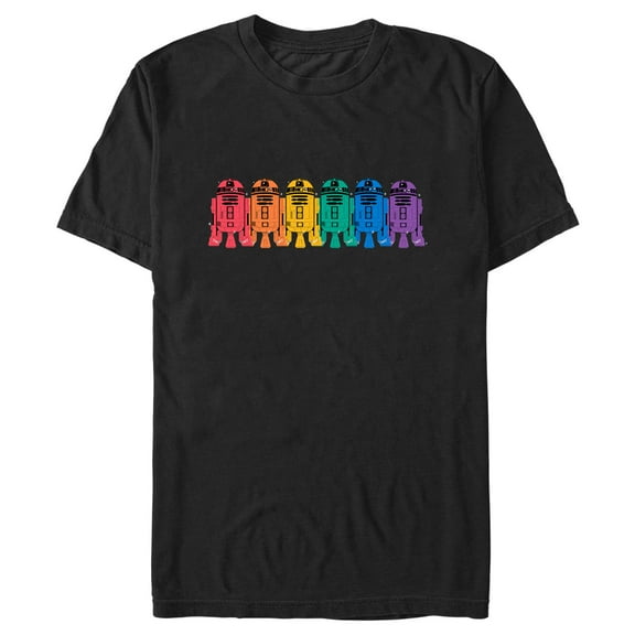 Men's Star Wars Pride Rainbow R2-D2 Line Up  Graphic Tee Black X Large
