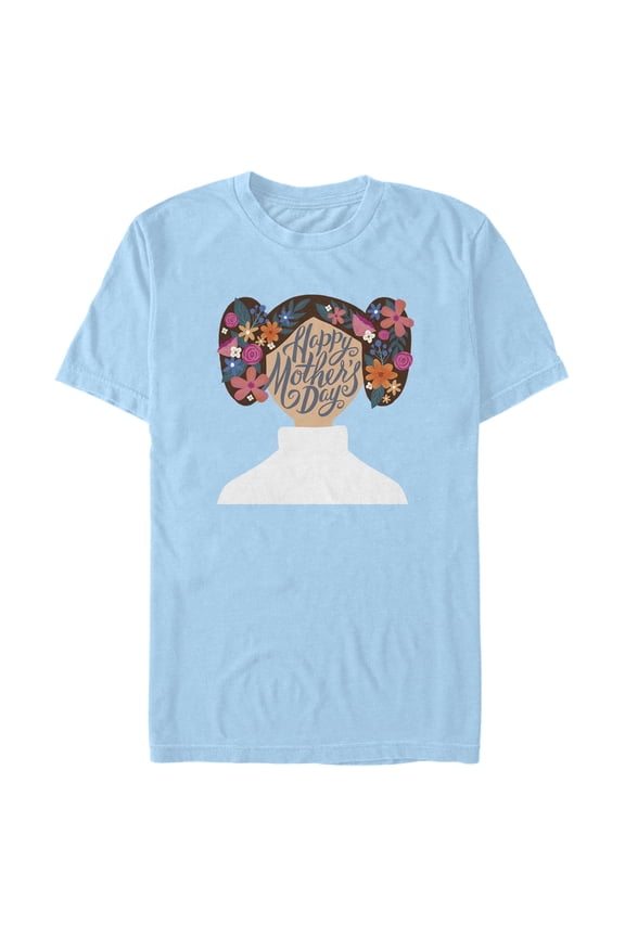 Men's Star Wars Princess Leia Abstract Happy Mother's Day Graphic Tee Light Blue Large