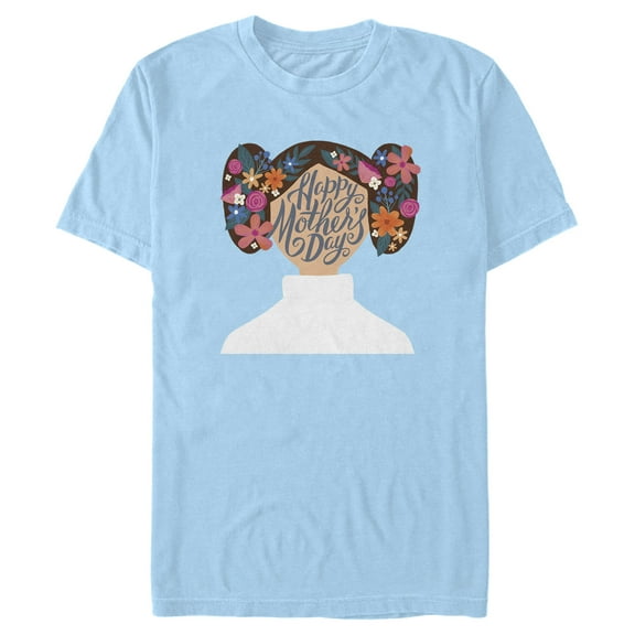Men's Star Wars Princess Leia Abstract Happy Mother's Day Graphic Tee Light Blue Small