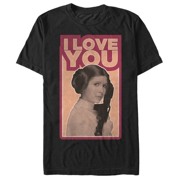 Men's Star Wars Princess Leia Quote I Love You Graphic Tee Black Medium