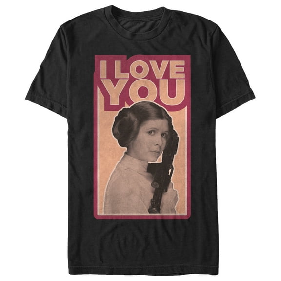 Men's Star Wars Princess Leia Quote I Love You Graphic Tee Black Medium