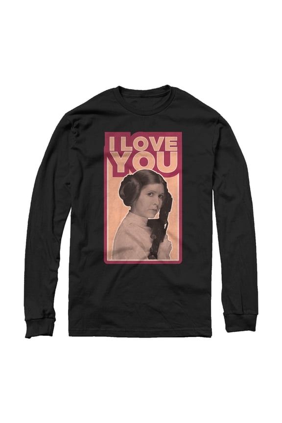 Men's Star Wars Princess Leia Quote I Love You Long Sleeve Shirt Black X Large