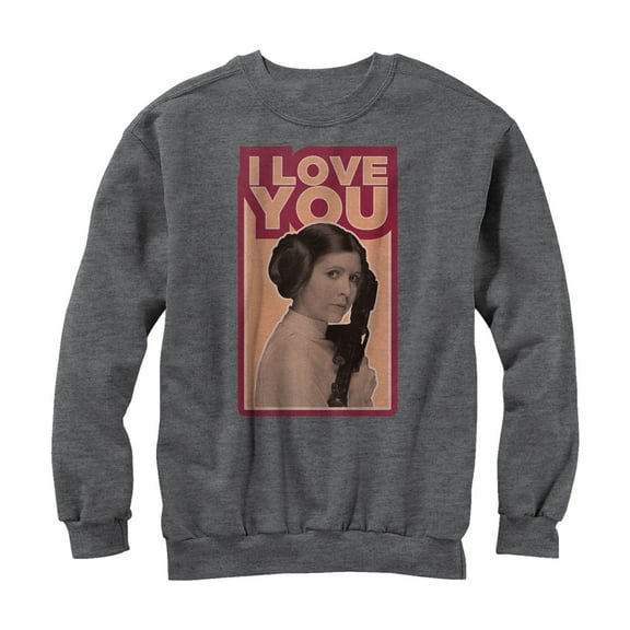 Men's Star Wars Princess Leia Quote I Love You  Sweatshirt Charcoal Heather Large