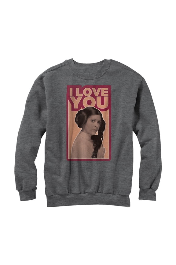 Men's Star Wars Princess Leia Quote I Love You Sweatshirt Charcoal Heather Medium