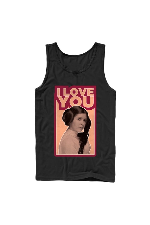 Men's Star Wars Princess Leia Quote I Love You Tank Top Black Medium
