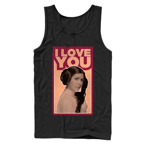 Men's Star Wars Princess Leia Quote I Love You  Tank Top Black Small