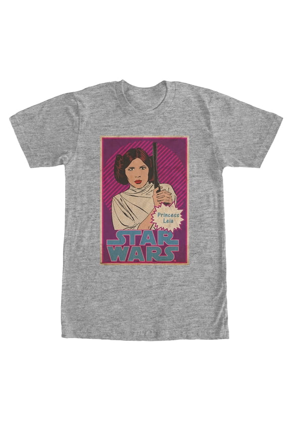 Men's Star Wars Princess Leia Trading Card Graphic Tee Athletic Heather 2X Large