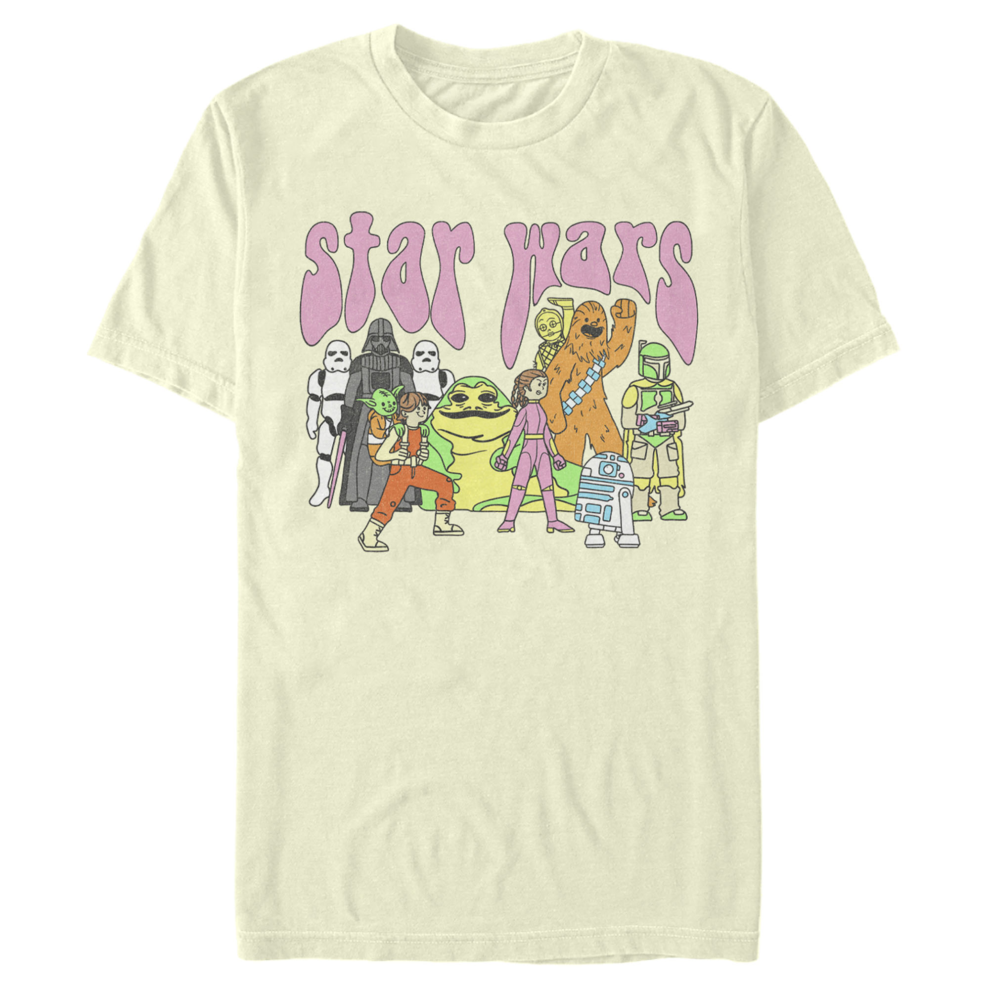 Men's Star Wars Psychedelic Classic Characters  Graphic Tee Beige Large - image 1 of 3