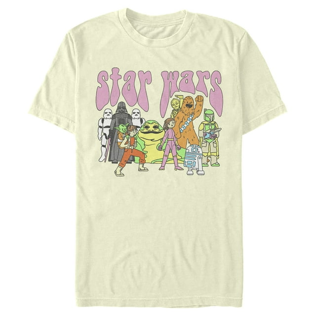 Men's Star Wars Psychedelic Classic Characters  Graphic Tee Beige Large