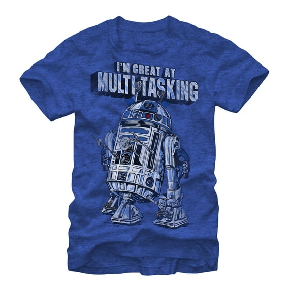 Men's Star Wars R2-D2 Great at Multitasking Graphic Tee Royal Blue Heather Large