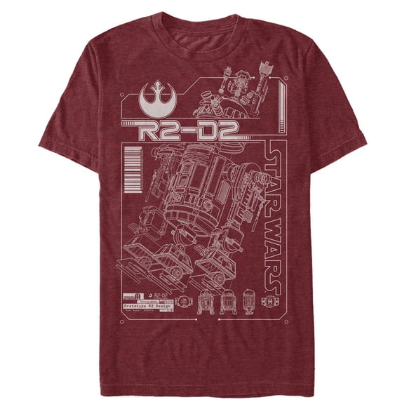 Men's Star Wars R2-D2 Schematic Details Graphic Tee Cardinal Large