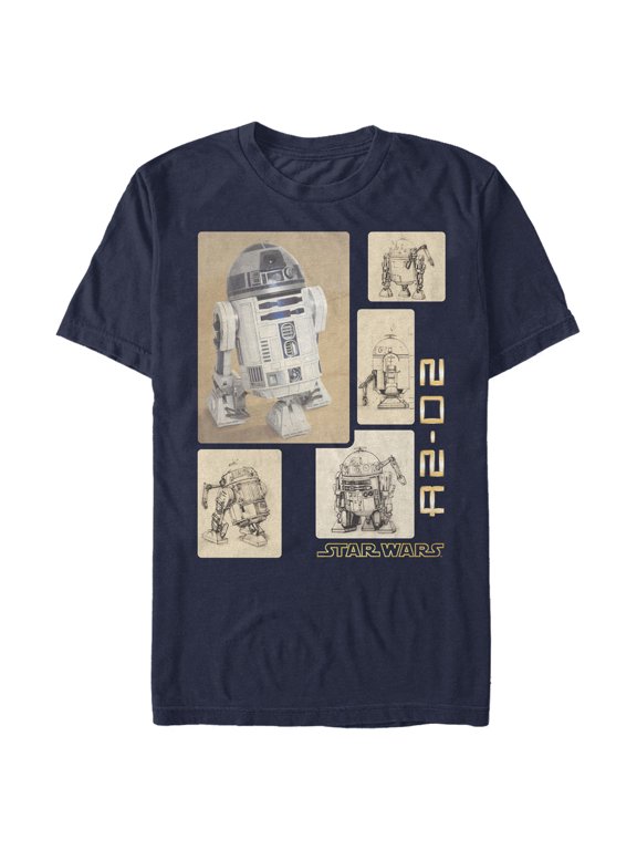 Men's Star Wars R2-D2 Schematic Spread Graphic Tee Navy Blue Small