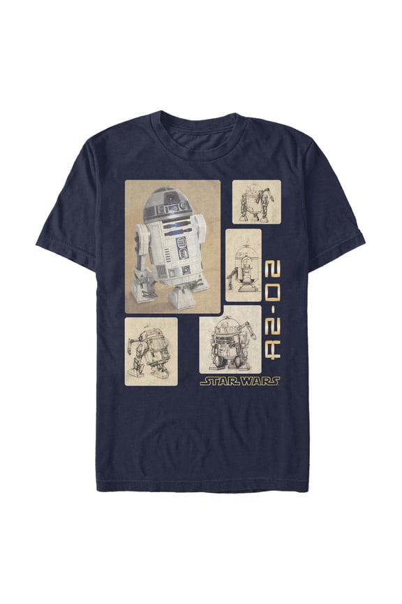Men's Star Wars R2-D2 Schematic Spread Graphic Tee Navy Blue Small