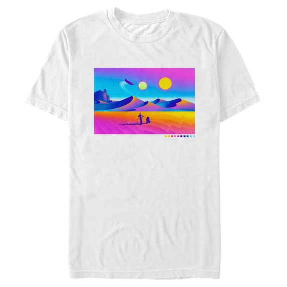 Men's Star Wars R2-D2 and C-3P0 Tatooine Walk Graphic Tee White Large