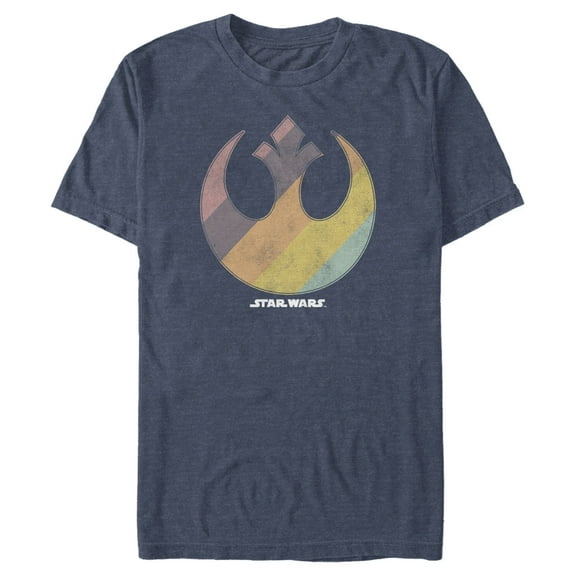 Men's Star Wars Rainbow Rebel Logo  Graphic Tee Navy Blue Heather Large